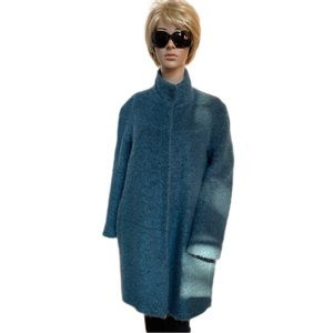 Zara basic green high neck boucle coat, XS